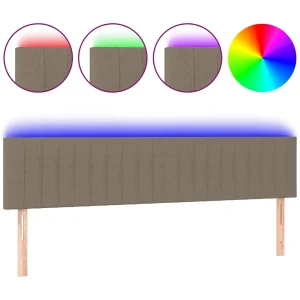 Hoofdbord LED 180x5x78/88 cm stof taupe