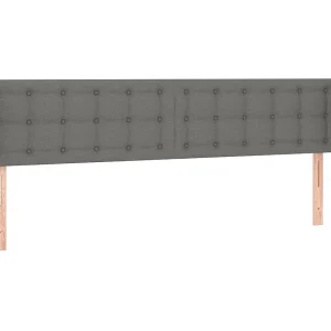 Hoofdbord met randen 203x23x78/88 cm stof donkergrijs Hoofdbord met randen 203x23x78/88 cm stof donkergrijs