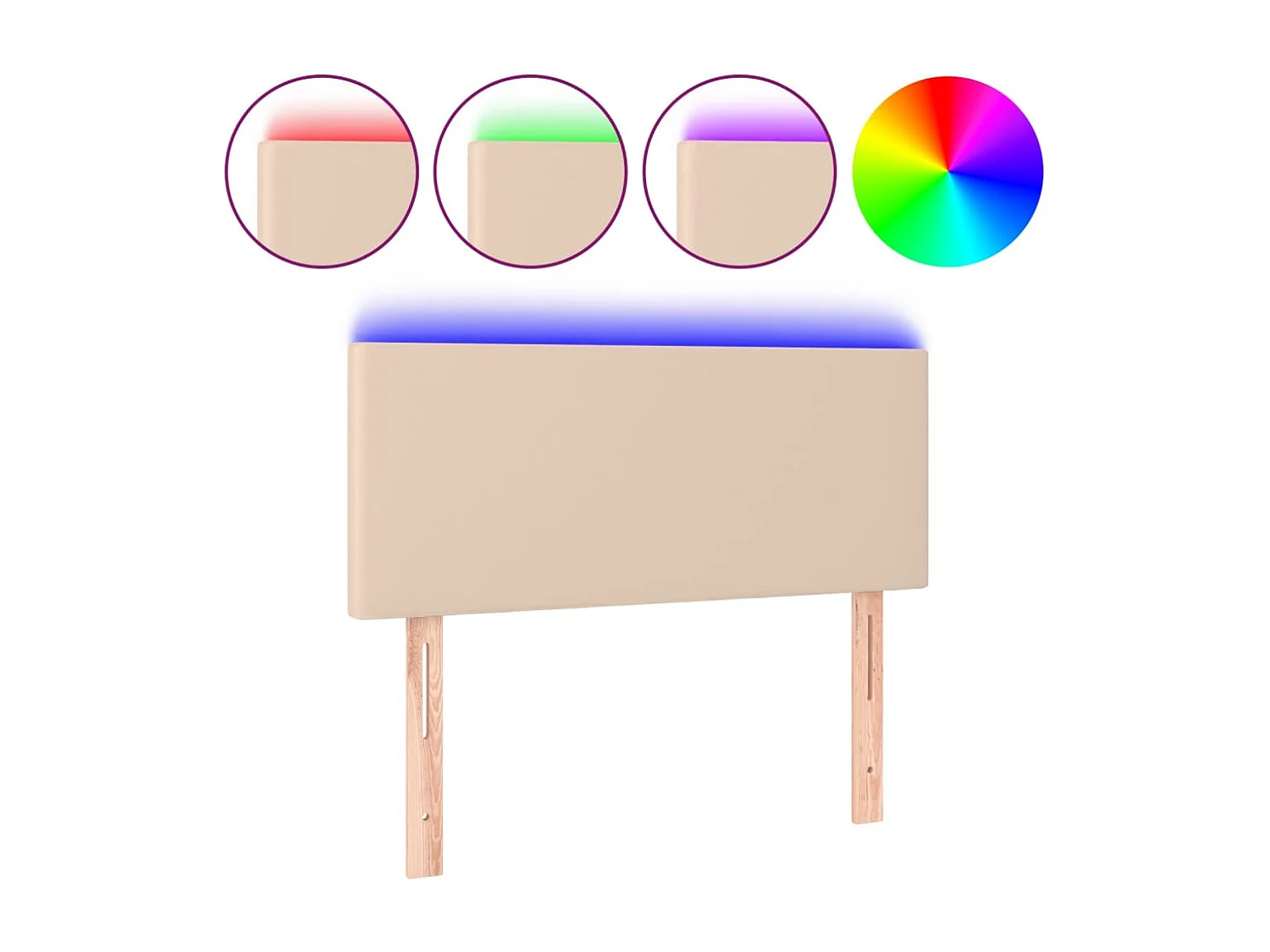 Hoofdbord LED 100x5x78/88 cm kunstleer cappuccinokleurig