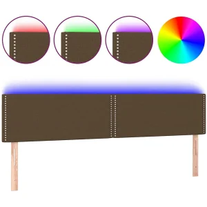 Hoofdbord LED 180x5x78/88 cm stof donkerbruin