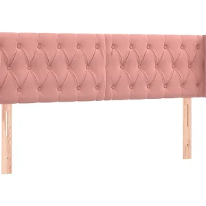 Hoofdbord met randen 163x23x78/88 cm fluweel roze