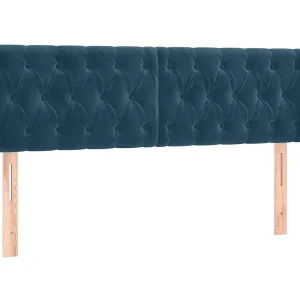 Hoofdbord met randen 147x16x78/88 cm fluweel donkerblauw