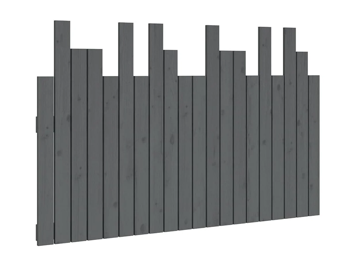 Hoofdbord wandmontage 127,5x3x80 cm massief grenenhout grijs