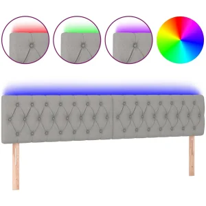 Hoofdbord LED 200x7x78/88 cm stof lichtgrijs