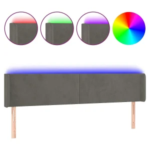 Hoofdbord LED 163x16x78/88 cm fluweel donkergrijs
