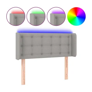 Hoofdbord LED 93x16x78/88 cm stof lichtgrijs