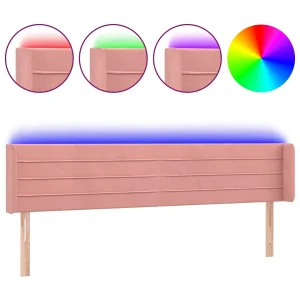 Hoofdbord LED 203x16x78/88 cm fluweel roze