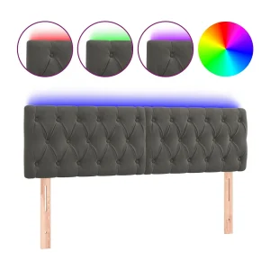 Hoofdbord LED 160x7x78/88 cm fluweel donkergrijs