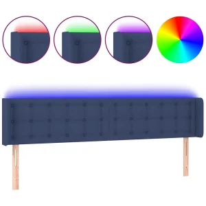 Hoofdbord LED 183x16x78/88 cm stof blauw