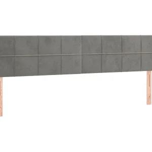 Hoofdbord met randen 203x16x78/88 cm fluweel lichtgrijs