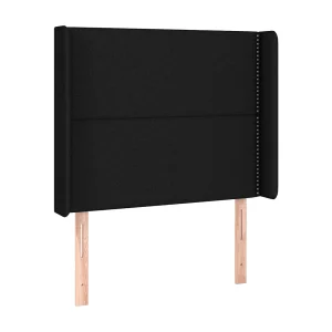 Hoofdbord met randen 93x16x118/128 cm stof zwart Hoofdbord met randen 93x16x118/128 cm stof zwart