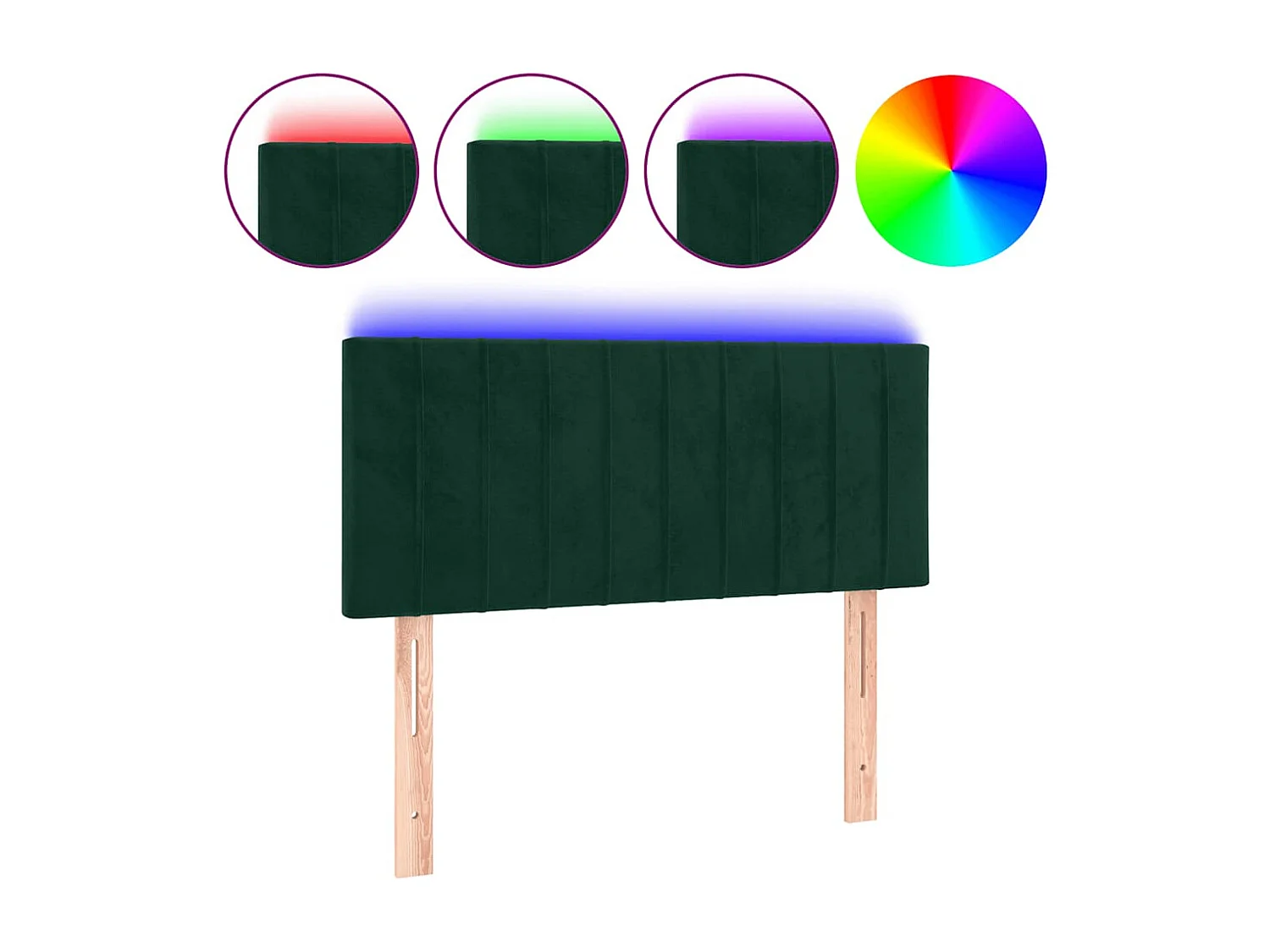 Hoofdbord LED 90x5x78/88 cm fluweel donkergroen