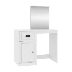 Kaptafel met spiegel 90x50x132,5 cm bewerkt hout wit Kaptafel met spiegel 90x50x132,5 cm bewerkt hout wit