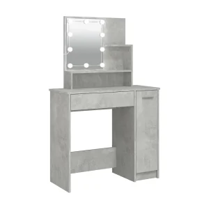 Kaptafel met LED-verlichting 86,5x35x136 cm betongrijs