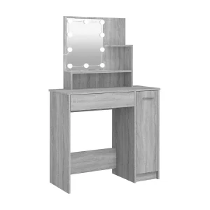 Kaptafel met LED 86,5x35x136 cm grijs sonoma eikenkleurig