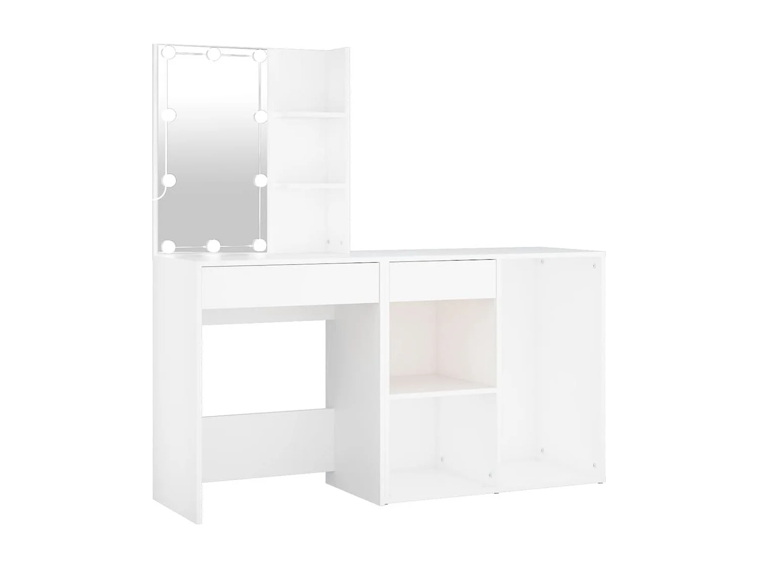 Kaptafel met kastje en LED's bewerkt hout wit
