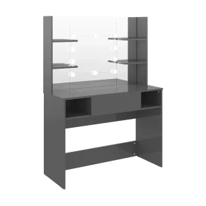 Kaptafel met LED-verlichting 100x40x135 cm MDF glanzend grijs