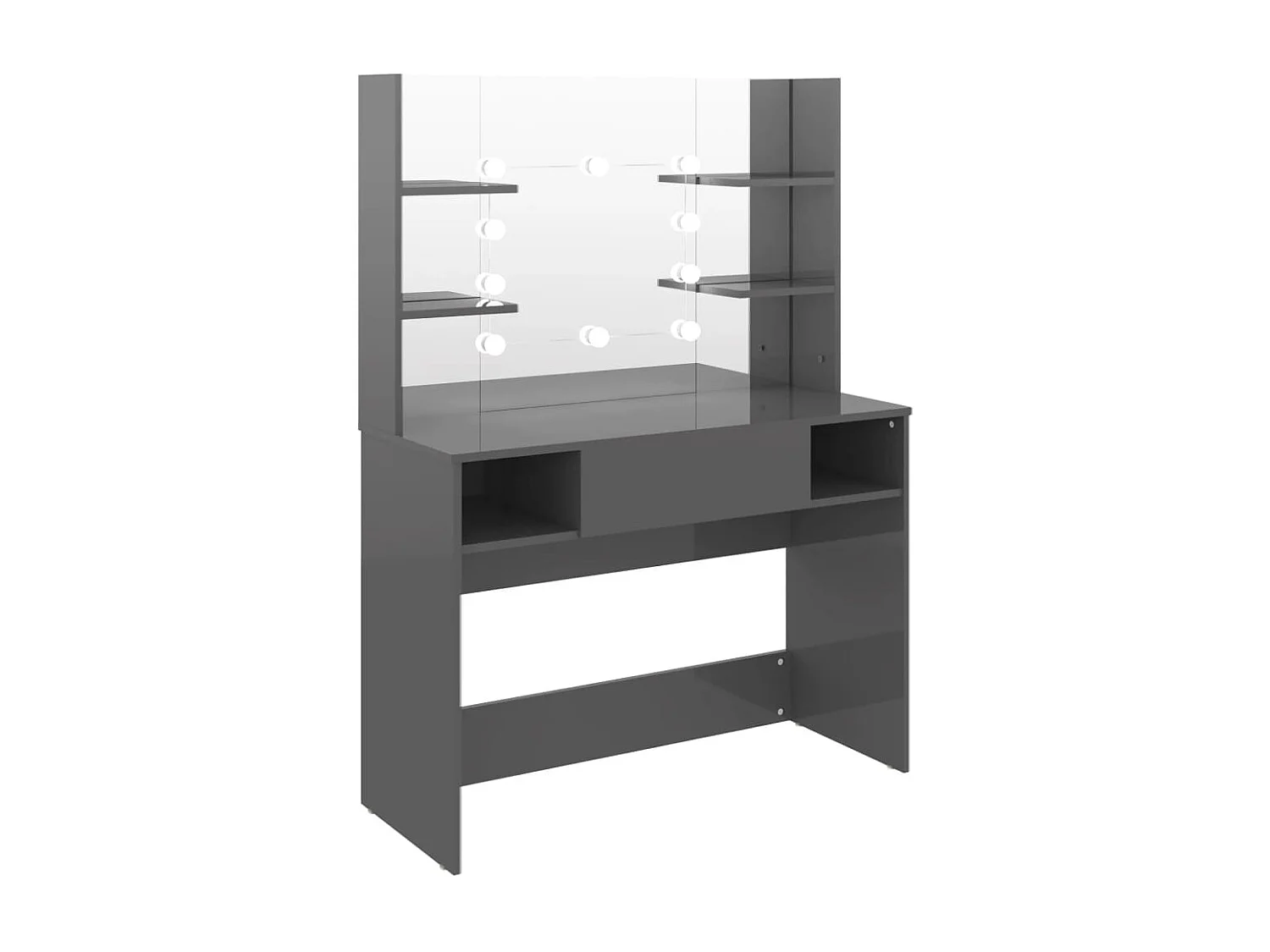 Kaptafel met LED-verlichting 100x40x135 cm MDF glanzend grijs