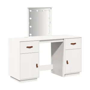 Kaptafelset met LED massief grenenhout wit