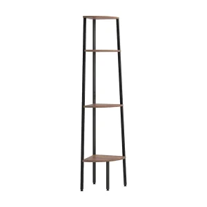 Hoekkast met 4 lagen donkerbruin en zwart 45,5×31,5×150 cm