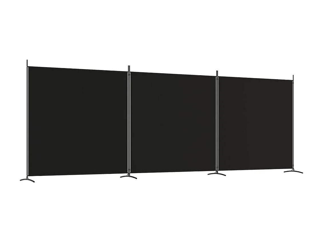 Kamerscherm met 3 panelen 525x180 cm stof zwart