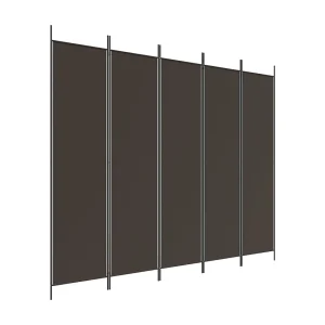 Kamerscherm met 5 panelen 250×200 cm stof bruin Kamerscherm met 5 panelen 250×200 cm stof bruin