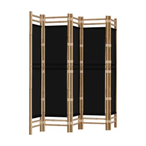 Kamerscherm 5-panelen inklapbaar 200 cm bamboe en canvas Kamerscherm 5-panelen inklapbaar 200 cm bamboe en canvas