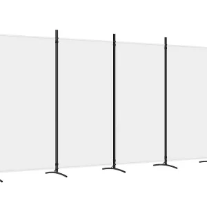 Kamerscherm met 4 panelen 346×180 cm stof wit