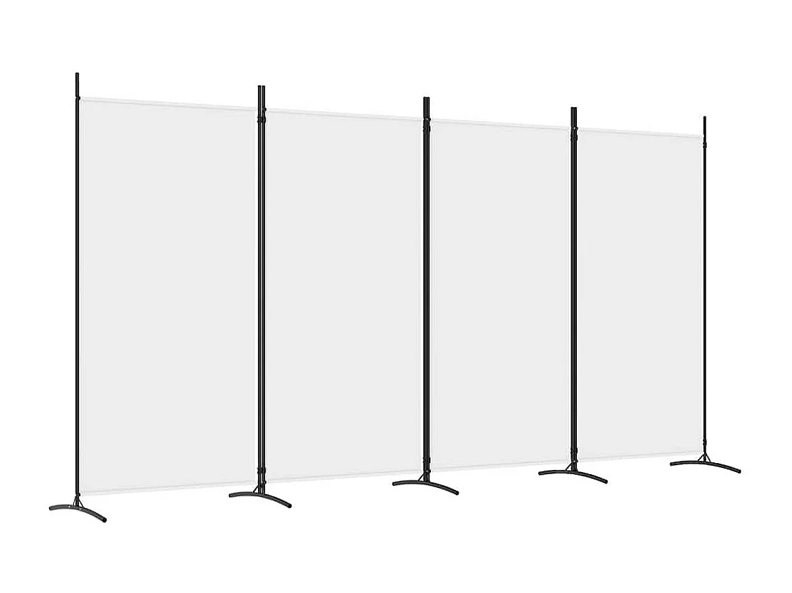 Kamerscherm met 4 panelen 346x180 cm stof wit