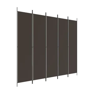 Kamerscherm met 5 panelen 250×220 cm stof bruin Kamerscherm met 5 panelen 250×220 cm stof bruin