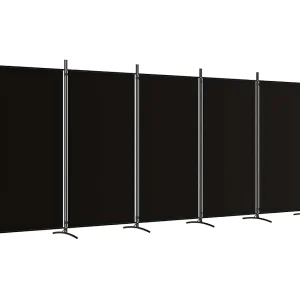 Kamerscherm met 5 panelen 433×180 cm stof zwart Kamerscherm met 5 panelen 433×180 cm stof zwart