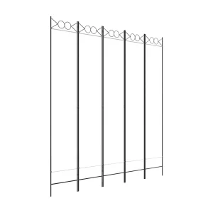Kamerscherm met 5 panelen 200×220 cm stof wit Kamerscherm met 5 panelen 200×220 cm stof wit