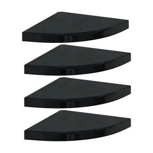 Hoekschappen zwevend 4 st 35x35x3,8 cm MDF hoogglans zwart Hoekschappen zwevend 4 st 35x35x3,8 cm MDF hoogglans zwart