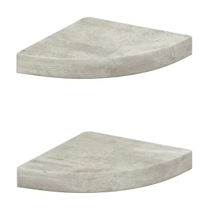 Hoekwandschappen 2 st 25x25x3,8 cm MDF betongrijs Hoekwandschappen 2 st 25x25x3,8 cm MDF betongrijs