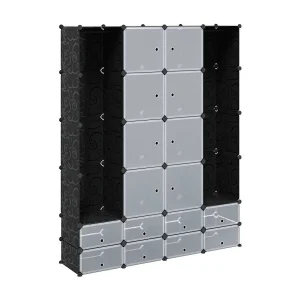 Kast modulair met 18 vakken 37x146x180,5 cm zwart en wit Kast modulair met 18 vakken 37x146x180,5 cm zwart en wit