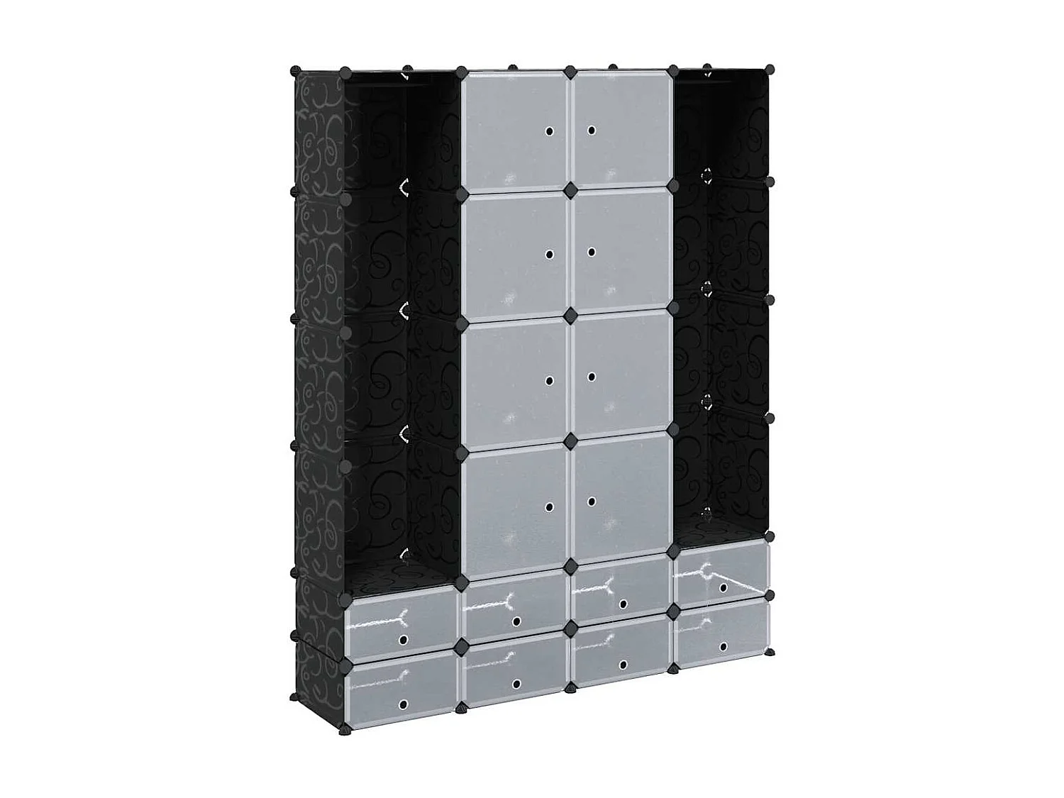 Kast modulair met 18 vakken 37x146x180,5 cm zwart en wit