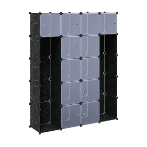 Kast modulair met 14 vakken 37x146x180,5 cm zwart en wit Kast modulair met 14 vakken 37x146x180,5 cm zwart en wit