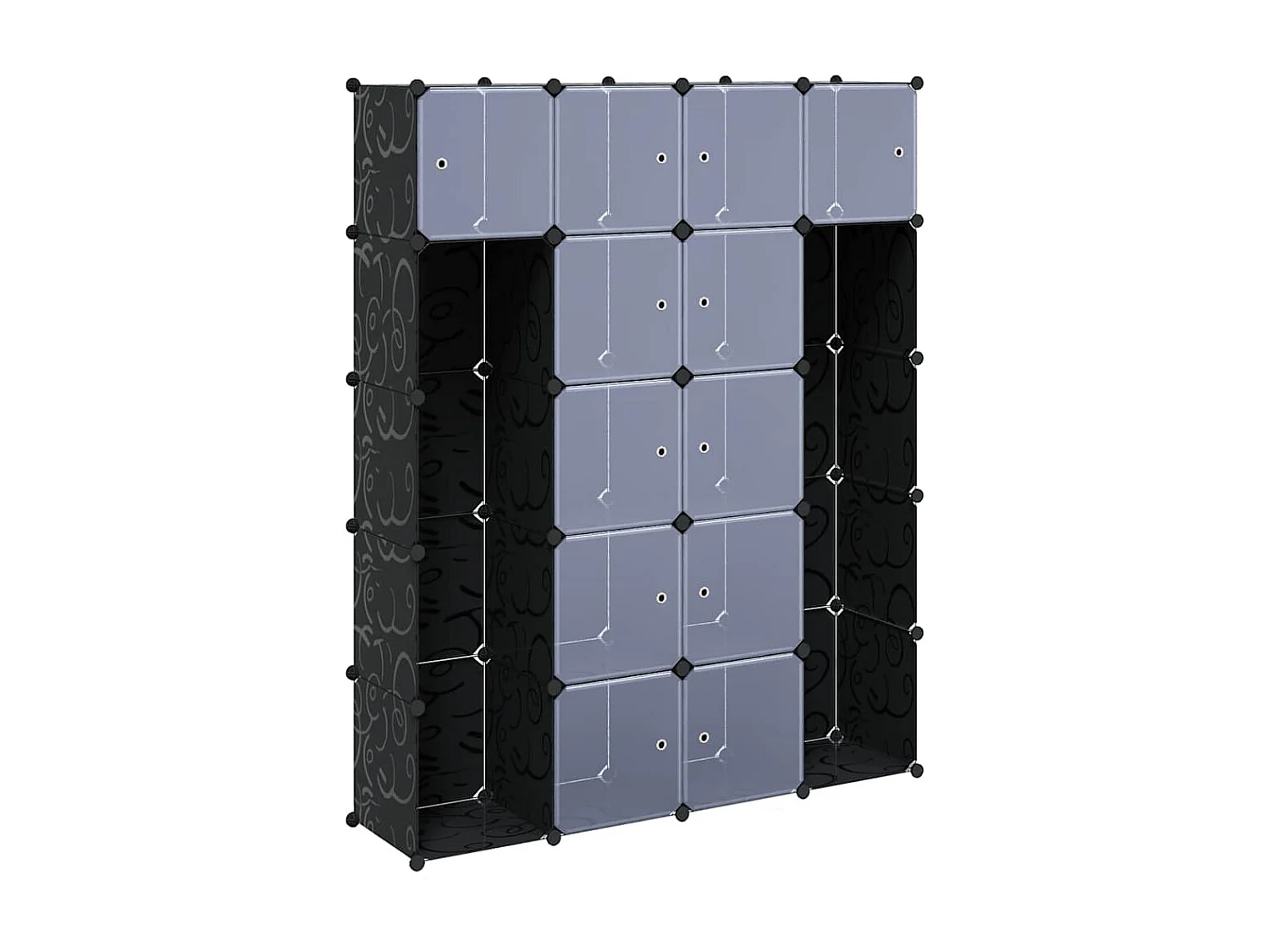 Kast modulair met 14 vakken 37x146x180,5 cm zwart en wit