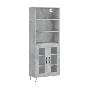 Hoge kast 69,5x34x180 cm bewerkt hout betongrijs