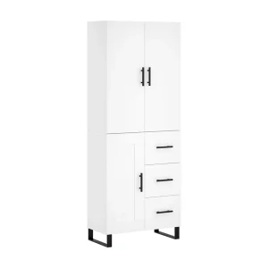 Hoge kast 69,5x34x180 cm bewerkt hout wit Hoge kast 69,5x34x180 cm bewerkt hout wit