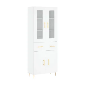 Hoge kast 69,5x34x180 cm bewerkt hout wit