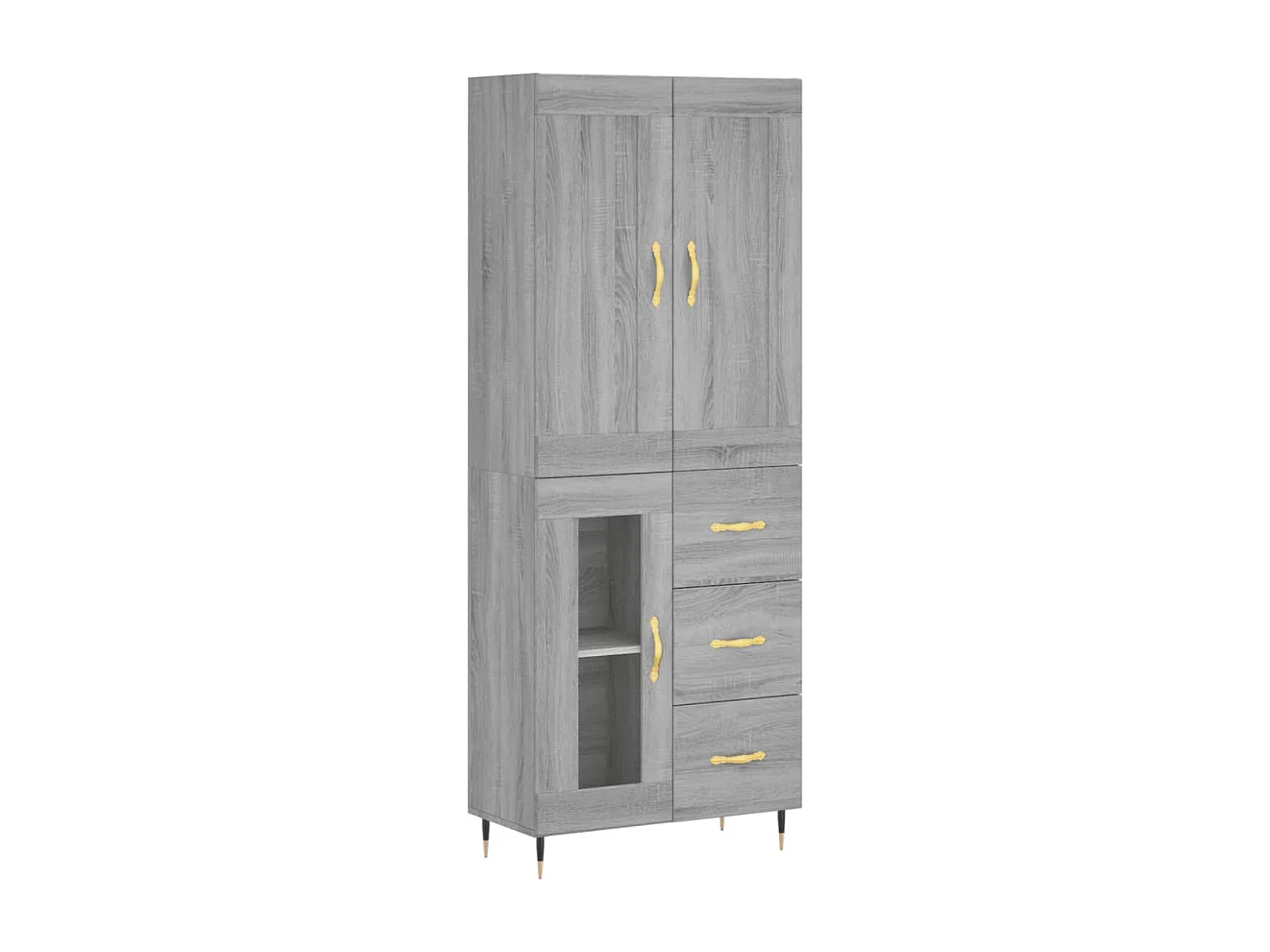 Hoge kast 69,5x34x180 cm bewerkt hout grijs sonoma eikenkleurig