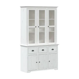 Hoge kast BODO 115,5x43x200,5 cm massief grenenhout wit