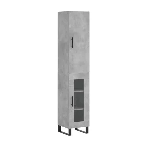 Hoge kast 34,5x34x180 cm bewerkt hout betongrijs Hoge kast 34,5x34x180 cm bewerkt hout betongrijs