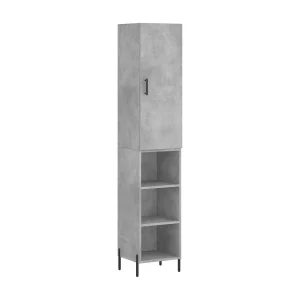 Hoge kast 34,5x34x180 cm bewerkt hout betongrijs Hoge kast 34,5x34x180 cm bewerkt hout betongrijs