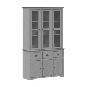 Hoge kast BODO 115,5x43x200,5 cm massief grenenhout grijs