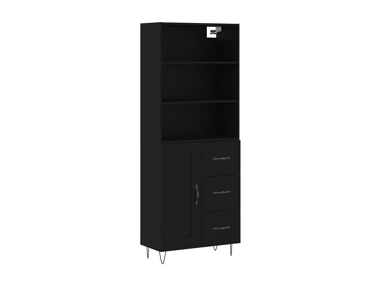 Hoge kast 69,5x34x180 cm bewerkt hout zwart