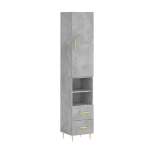 Hoge kast 34,5x34x180 cm bewerkt hout betongrijs Hoge kast 34,5x34x180 cm bewerkt hout betongrijs