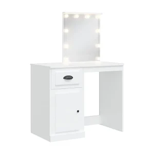 Kaptafel met LED-verlichting 90x42x132,5 cm wit