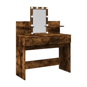Kaptafel met LED 100x40x130 cm gerookt eikenkleurig